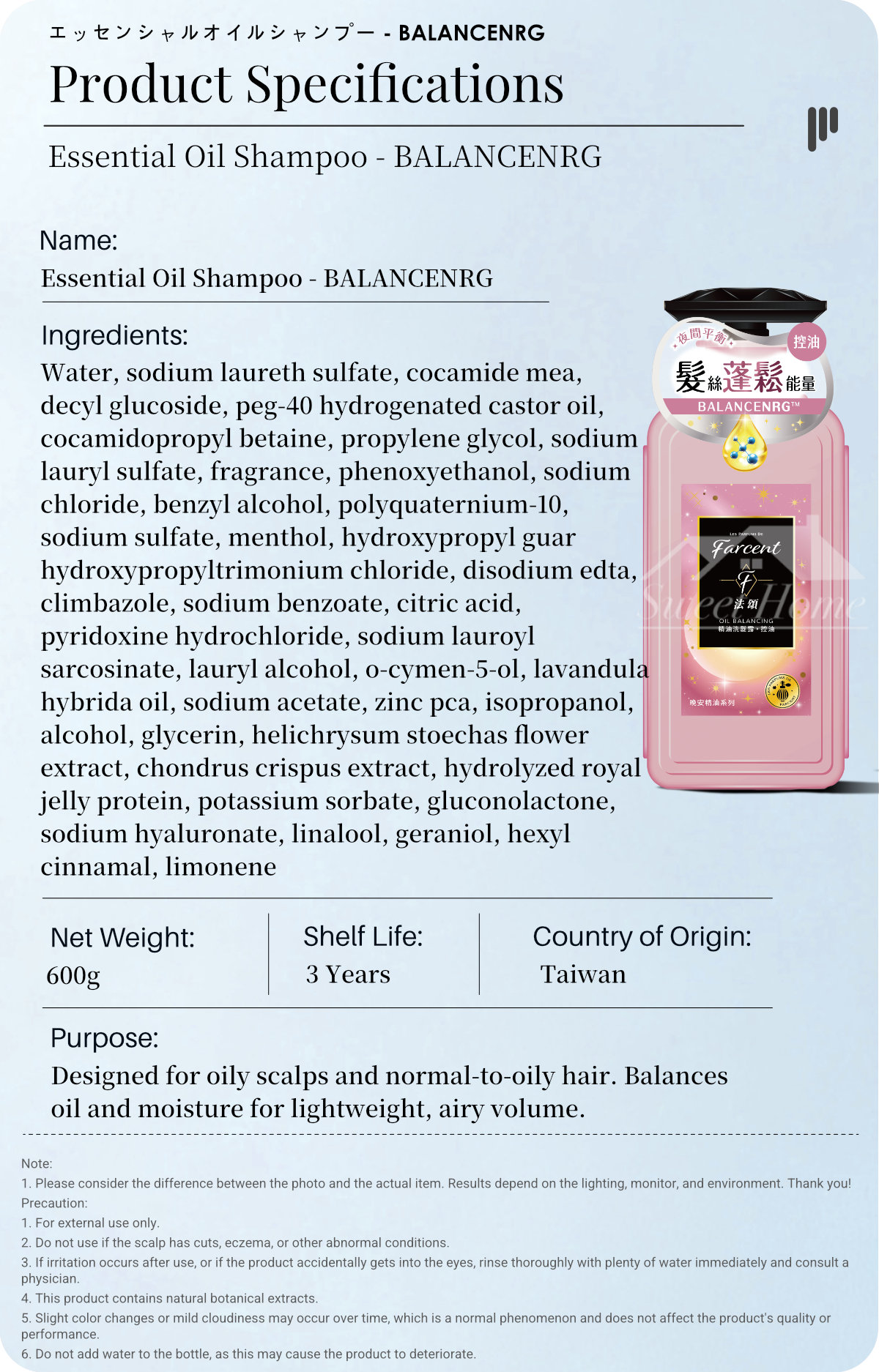 Farcent Essential Oil Shampoo-BALANCENRG-10